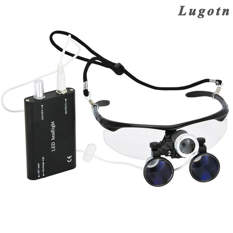 2.5X magnification binocular dental loupe with headlight led light antifog glasses medical magnifier surgery surgical loupe